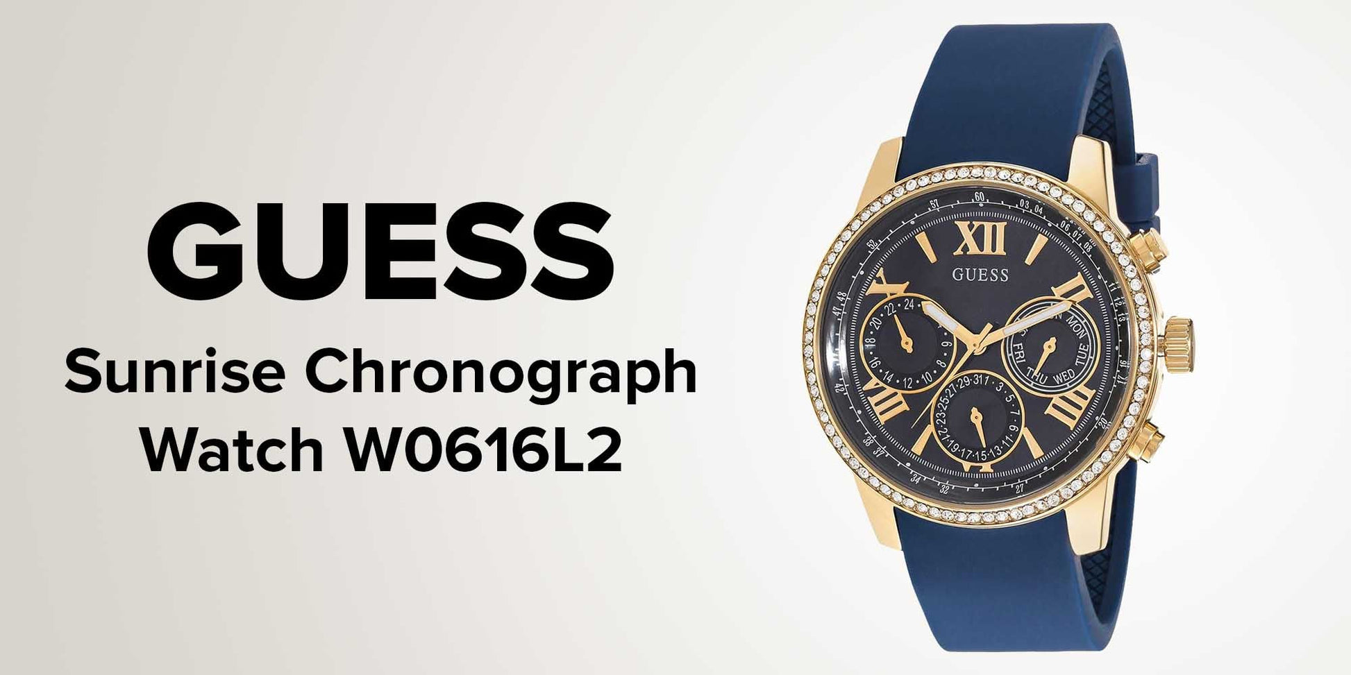  Shop Authentic Guess Sunrise Blue Dial with Diamonds Blue Rubber Strap Watch For Women - W0616L2 - Luxxuri