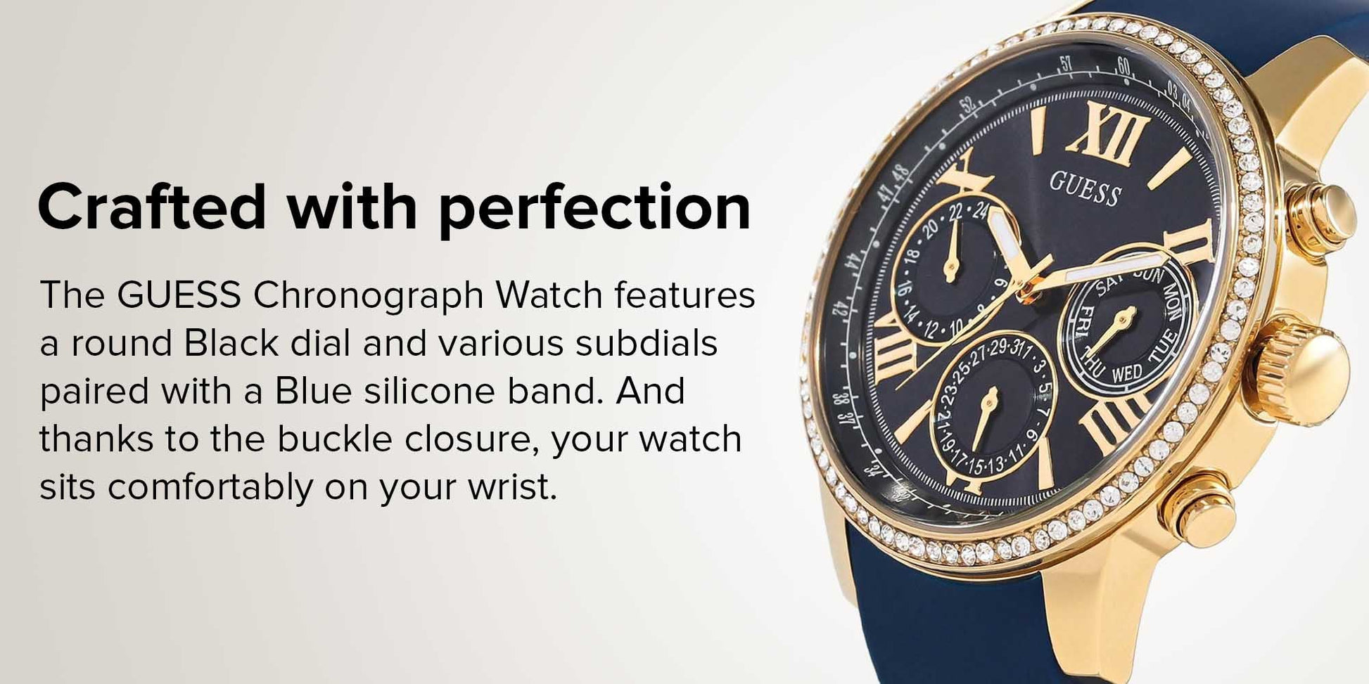  Shop Authentic Guess Sunrise Blue Dial with Diamonds Blue Rubber Strap Watch For Women - W0616L2 - Luxxuri