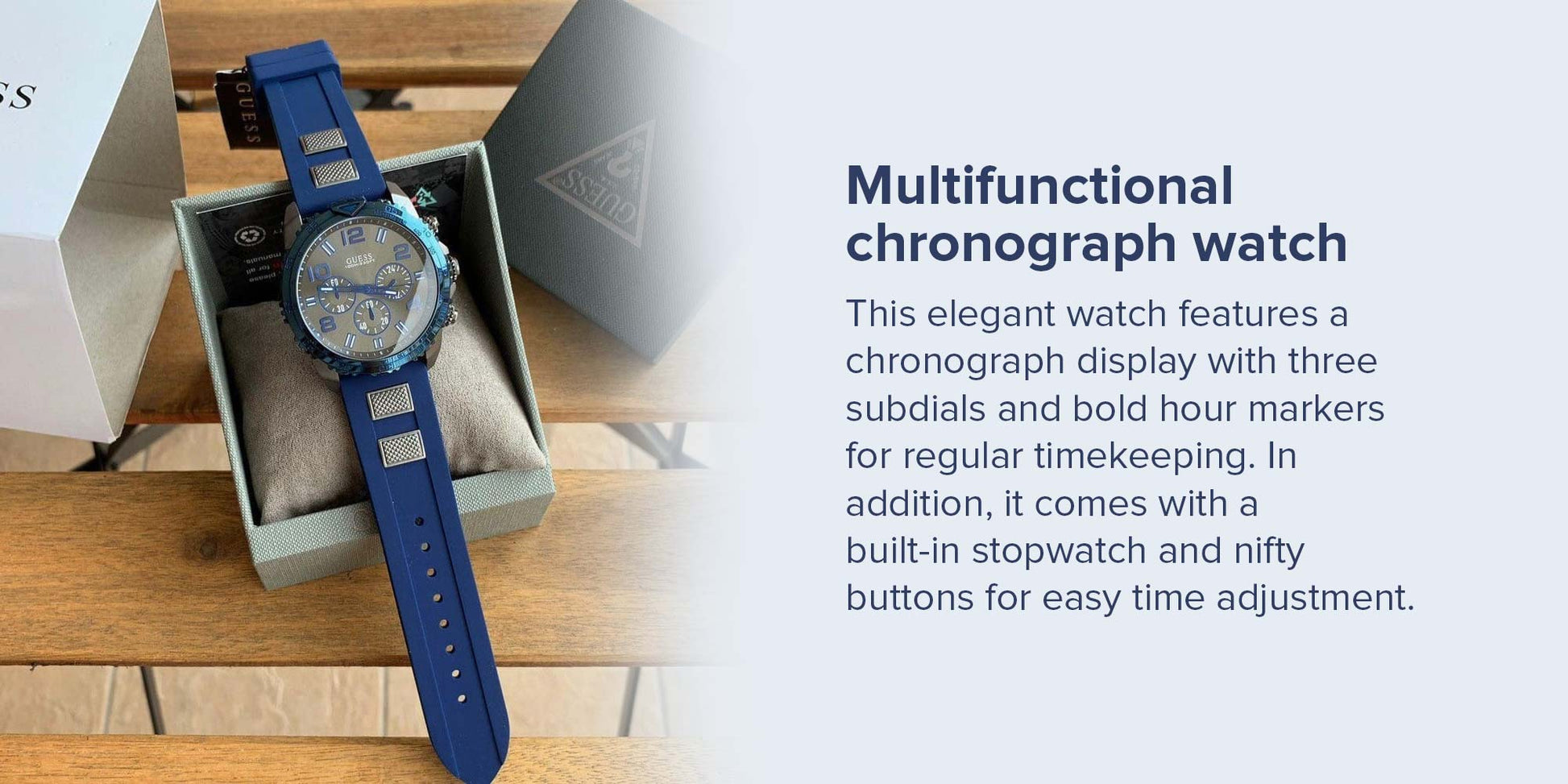  Shop Authentic Guess Velocity Blue Dial Blue Rubber Strap Watch for Men - W0599G2 - Luxxuri