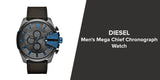  Shop Authentic Diesel Mega Chief Chronograph Black Dial Black Leather Strap Watch For Men - DZ4500 - Luxxuri