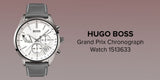  Shop Authentic Hugo Boss Grand Prix White Dial Grey Leather Strap Watch for Men - 1513633 - Luxxuri