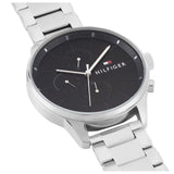  Shop Authentic Tommy Hilfiger Chase Quartz Black Dial Silver Steel Strap Watch For Men - 1791485 - Luxxuri
