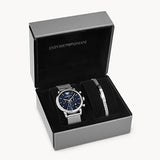  Shop Authentic Emporio Armani Luigi Chronograph Blue Dial Silver Mesh Bracelet Watch For Men - AR80038 - Luxxuri