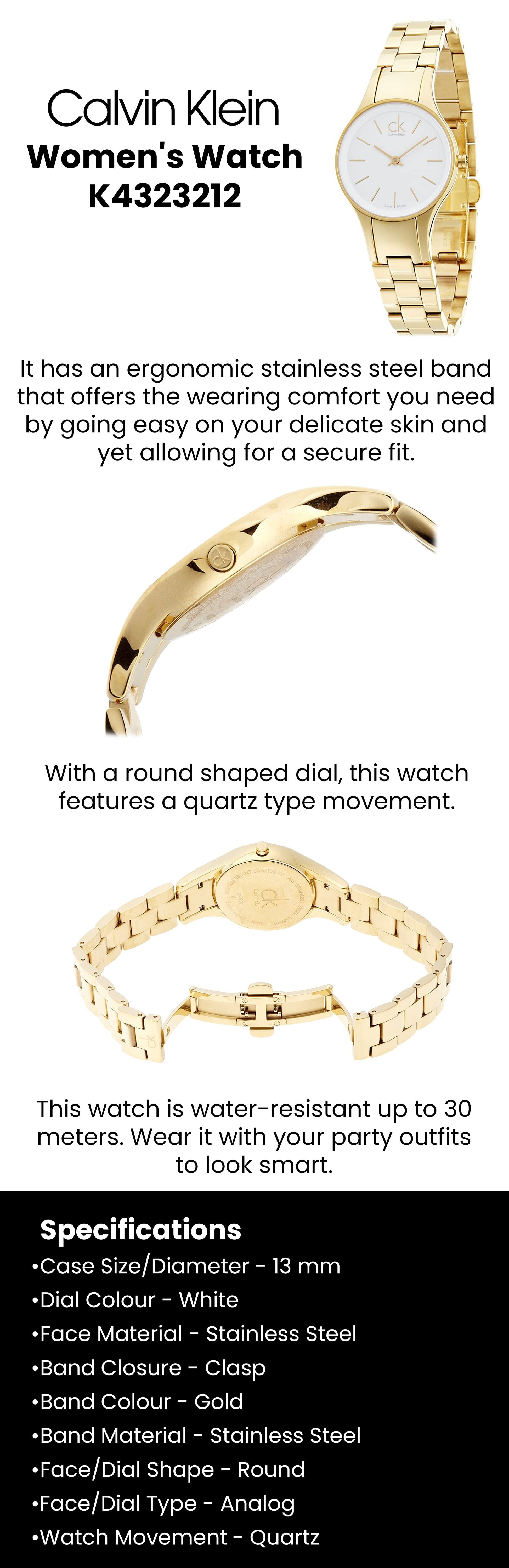  Shop Authentic Calvin Klein Simplicity White Dial Gold Steel Strap Watch for Women - K4323212 - Luxxuri