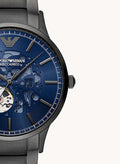  Shop Authentic Emporio Armani Renato Automatic Blue Dial Grey Steel Strap Watch For Men - AR60056 - Luxxuri