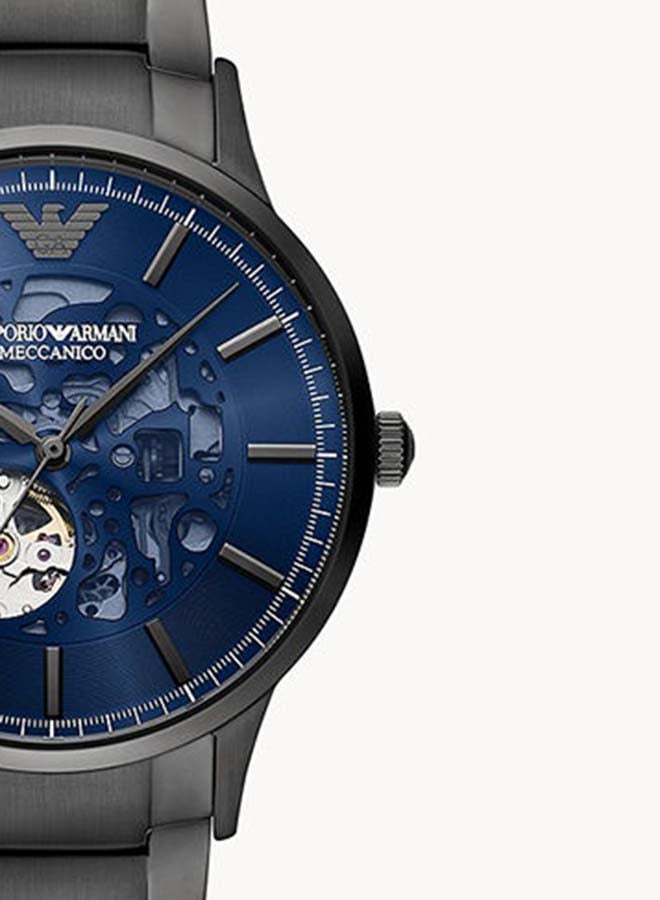 Shop Authentic Emporio Armani Renato Automatic Blue Dial Grey Steel Strap Watch For Men - AR60056 - Luxxuri