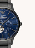  Shop Authentic Emporio Armani Renato Automatic Blue Dial Grey Steel Strap Watch For Men - AR60056 - Luxxuri