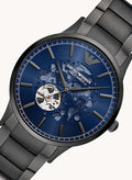  Shop Authentic Emporio Armani Renato Automatic Blue Dial Grey Steel Strap Watch For Men - AR60056 - Luxxuri