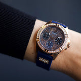  Shop Authentic Guess Frontier DIamonds Gold Dial Blue Rubber Strap Watch For Women - W1160L3 - Luxxuri