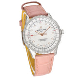  Shop Authentic Breitling Navitimer Automatic 35 Mother of Pearl Dial Pink Leather Strap Watch for Women - A17395211A1P3 - Luxxuri