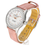  Shop Authentic Breitling Navitimer Automatic 35 Mother of Pearl Dial Pink Leather Strap Watch for Women - A17395211A1P3 - Luxxuri