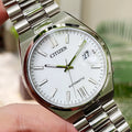  Shop Authentic Citizen Tsuyosa Automatic White Dial Silver Steel Strap Watch For Men - NJ0150-81A - Luxxuri