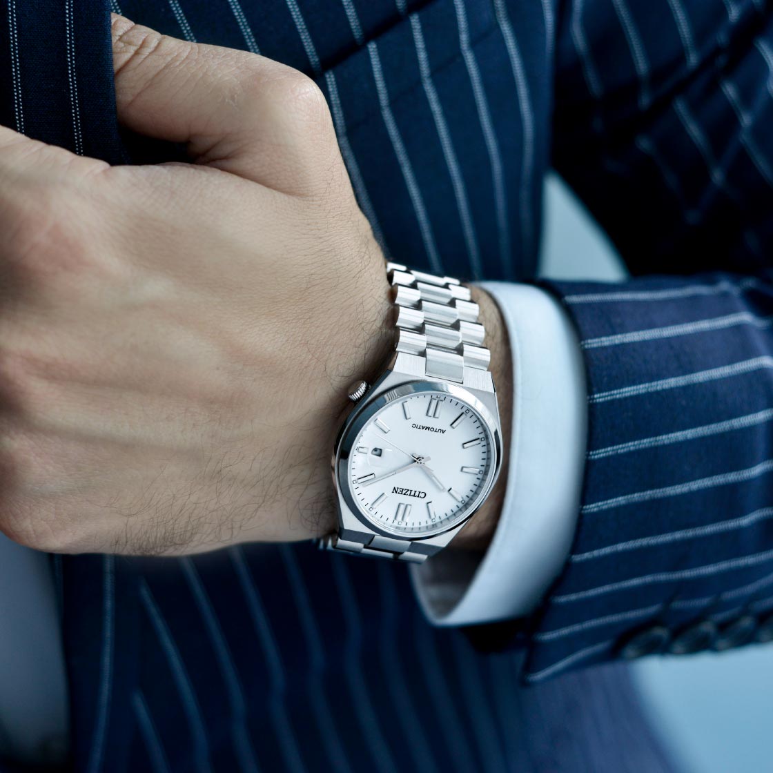  Shop Authentic Citizen Tsuyosa Automatic White Dial Silver Steel Strap Watch For Men - NJ0150-81A - Luxxuri