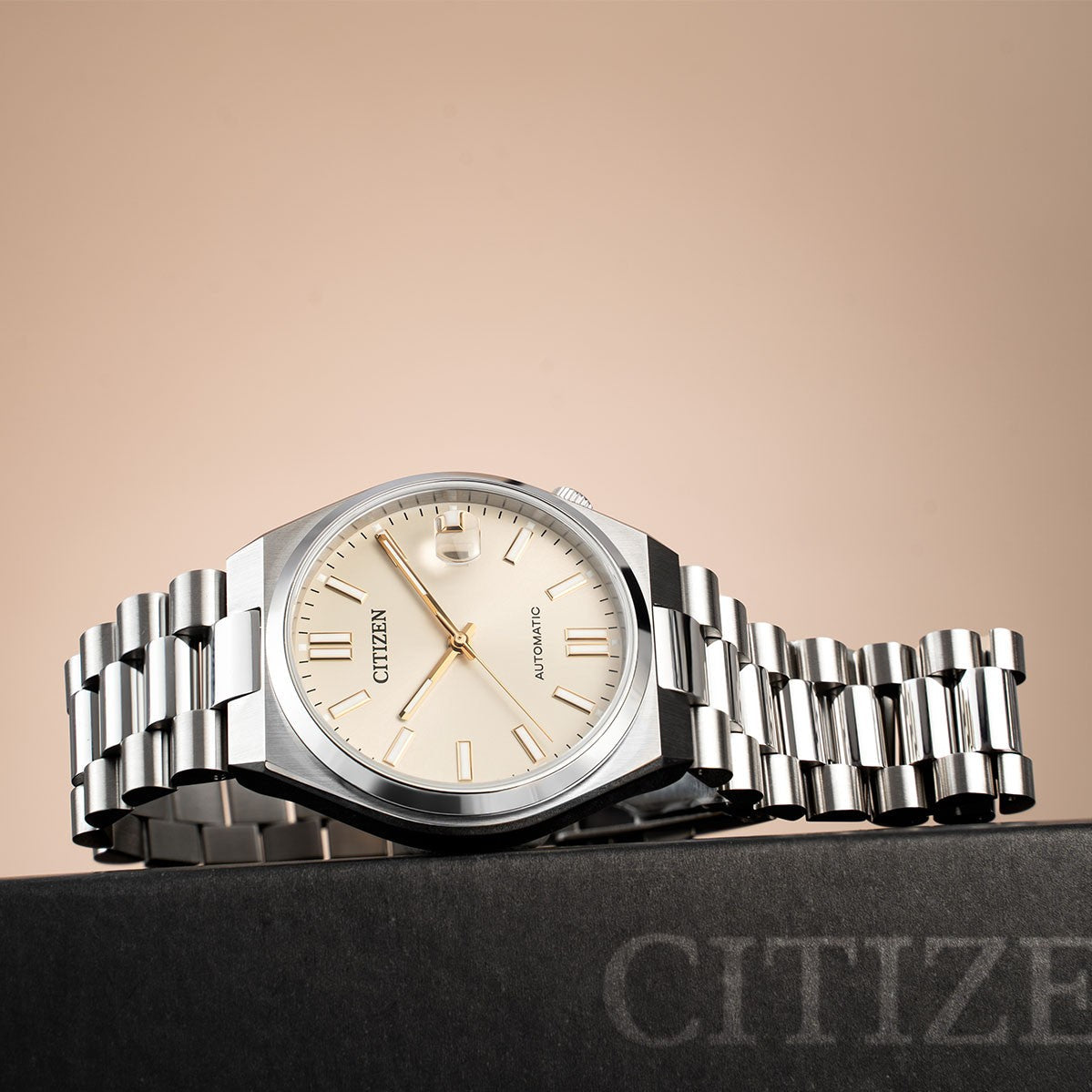  Shop Authentic Citizen Tsuyosa Automatic Oatmeal White Dial Silver Steel Strap Watch For Men - NJ0151-88W - Luxxuri