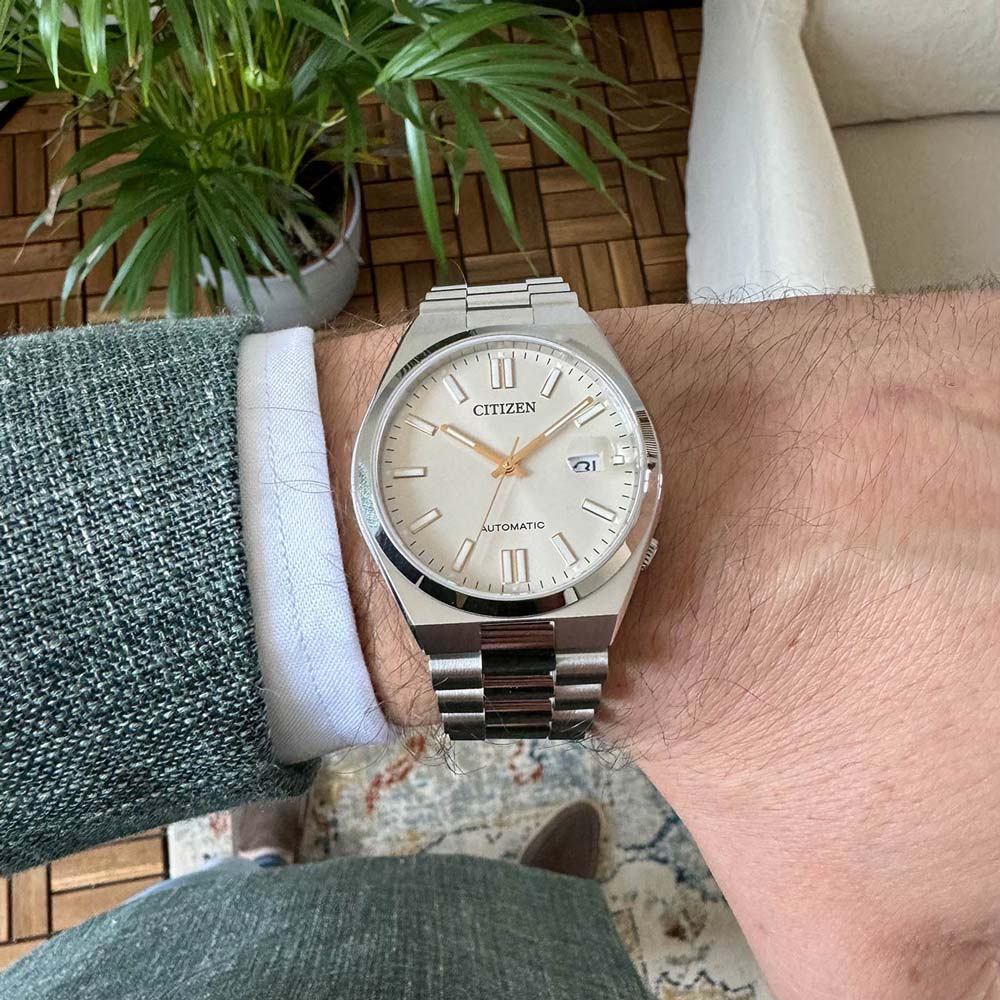  Shop Authentic Citizen Tsuyosa Automatic Oatmeal White Dial Silver Steel Strap Watch For Men - NJ0151-88W - Luxxuri