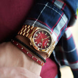  Shop Authentic Citizen Tsuyosa Automatic Red Dial Gold Steel Strap Watch For Men - NJ0153-82X - Luxxuri
