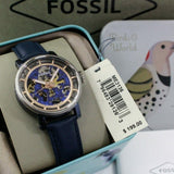  Shop Authentic Fossil Boyfriend Skeleton Blue Dial Blue Leather Strap Watch for Women - ME3136 - Luxxuri