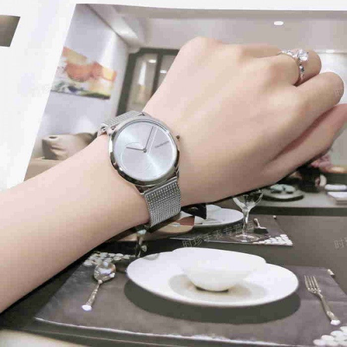  Shop Authentic Calvin Klein Minimal Silver Dial Silver Mesh Bracelet Watch for Women - K3M2212Z - Luxxuri
