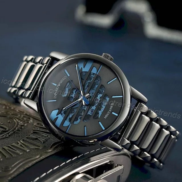  Shop Authentic Emporio Armani Meccanico Automatic Grey Dial Grey Steel Strap Watch For Men - AR60029 - Luxxuri