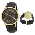 Emporio Armani Renato Quartz Grey Dial Black Leather Strap Watch For Men - AR11049