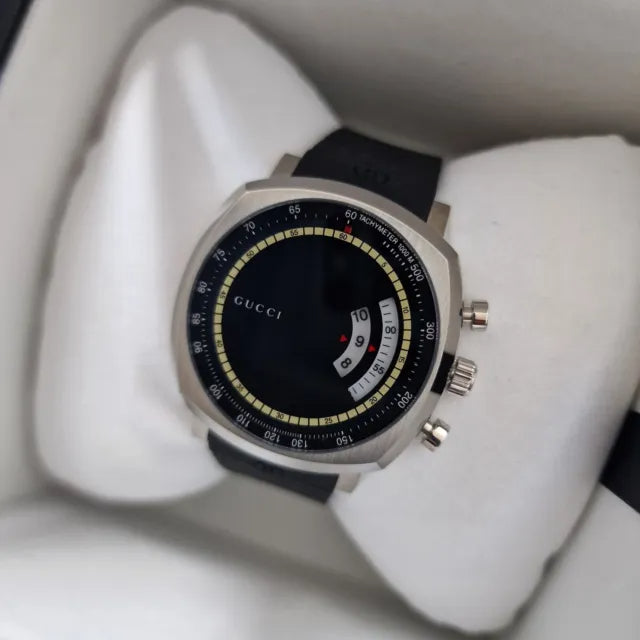  Shop Authentic Gucci Grip Chronograph Black Dial Black Rubber Strap Watch For Men - YA157301 - Luxxuri