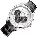  Shop Authentic Hugo Boss Driver Chronograph Quartz Silver Dial Black Leather Strap Watch For Men - 1512880 - Luxxuri