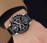  Shop Authentic Hugo Boss Rafale Chronograph Black Dial Black Leather Strap Watch For Men - 1513390 - Luxxuri