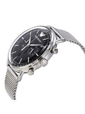  Shop Authentic Emporio Armani Chronograph Black Dial Silver Mesh Bracelet Watch For Men - AR11104 - Luxxuri