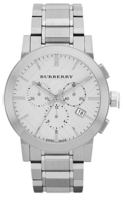 Shop Authentic Burberry The City Chronograph Silver Dial Silver Steel Strap Watch for Men - BU9350 - Luxxuri