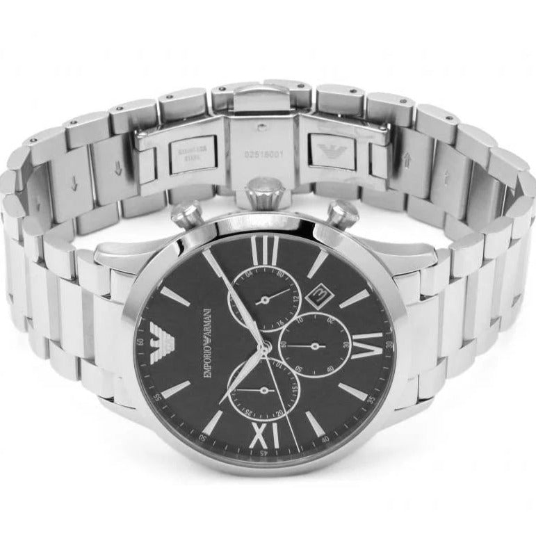  Shop Authentic Emporio Armani Giovanni Chronograph Black Dial Silver Steel Strap Watch For Men - AR11208 - Luxxuri