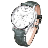  Shop Authentic Emporio Armani Classic Chronograph Silver Dial Grey Leather Strap Watch For Men - AR1861 - Luxxuri