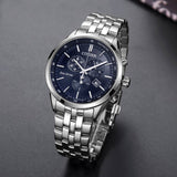  Shop Authentic Citizen Eco Drive Chronograph Blue Dial Silver Steel Strap Watch For Men - AT2140-55L - Luxxuri