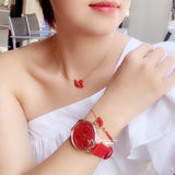  Shop Authentic Swarovski Crystalline Hours Red Crystal Dial Red Leather Strap Watch for Women - 5295380 - Luxxuri