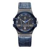  Shop Authentic Maserati Potenza Black Dial 42mm Blue Leather Strap Watch For Men - R8851108007 - Luxxuri