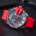  Shop Authentic Diesel Mega Chief Chronograph Black Dial Red Silicone Strap Watch For Men - DZ4427 - Luxxuri