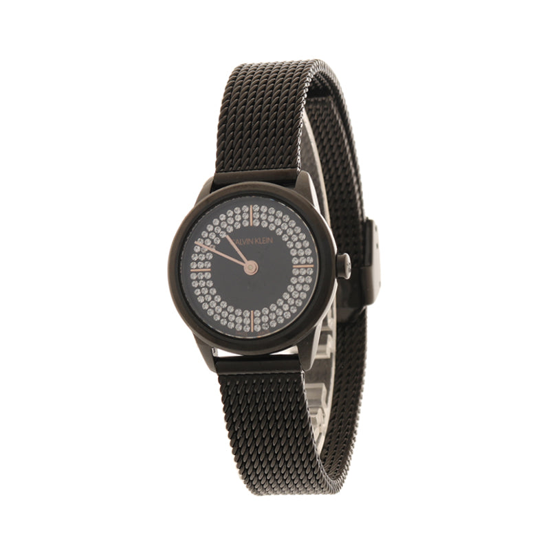  Shop Authentic Calvin Klein Minimal Diamonds Black Dial Black Mesh Bracelet Watch for Women - K3M2342R - Luxxuri
