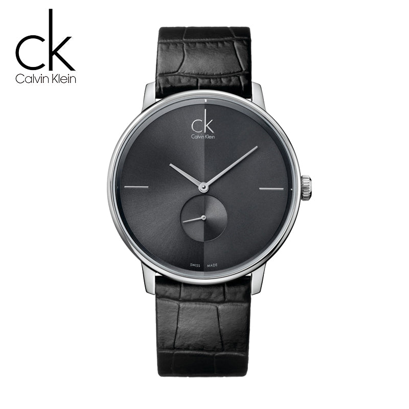  Shop Authentic Calvin Klein Accent Black Dial Black Leather Strap Watch for Men - K2Y211C3 - Luxxuri