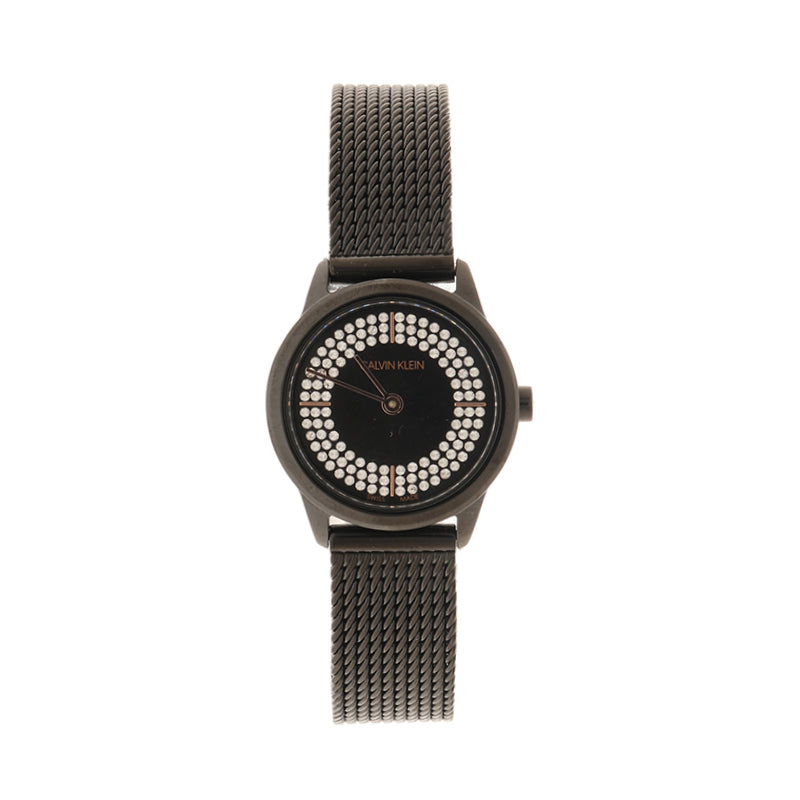  Shop Authentic Calvin Klein Minimal Diamonds Black Dial Black Mesh Bracelet Watch for Women - K3M2342R - Luxxuri