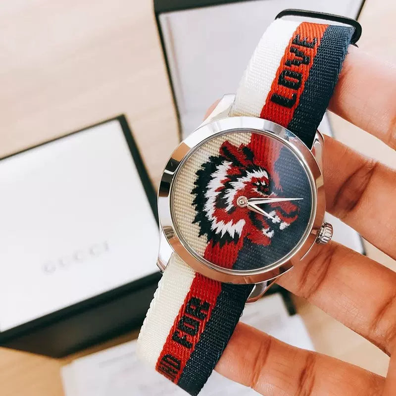  Shop Authentic Gucci G Timeless Quartz White Red Blue Dial Multicolored NATO Strap Watch For Men - YA1264059 - Luxxuri