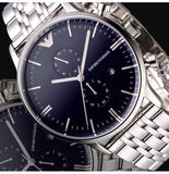  Shop Authentic Emporio Armani Gianni Chronograph Blue Dial Silver Steel Strap Watch For Men - AR1648 - Luxxuri
