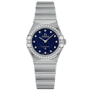  Shop Authentic Omega Constellation Manhattan Quartz Diamonds Blue Dial Silver Steel Strap Watch for Women - 131.15.25.60.53.001 - Luxxuri