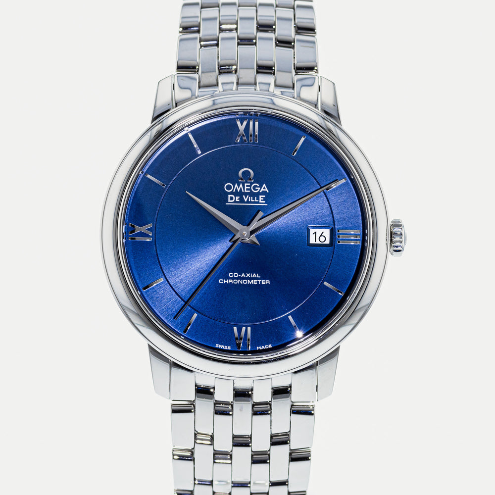  Shop Authentic Omega De Ville Prestige Co-Axial Orbis Blue Dial Silver Steel Strap Watch for Men - 424.10.40.20.03.001 - Luxxuri