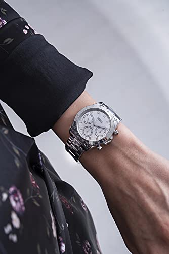  Shop Authentic Guess Mini Sunrise Silver Dial Silver Steel Strap Watch For Women - W0448L1 - Luxxuri