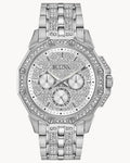  Shop Authentic Bulova Crystal Collection Pave Silver Dial with Crystals Silver Steel Strap Watch for Men - 96C134 - Luxxuri
