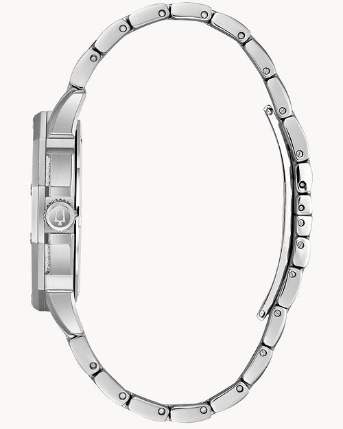  Shop Authentic Bulova Crystal Collection Pave Silver Dial with Crystals Silver Steel Strap Watch for Men - 96C134 - Luxxuri