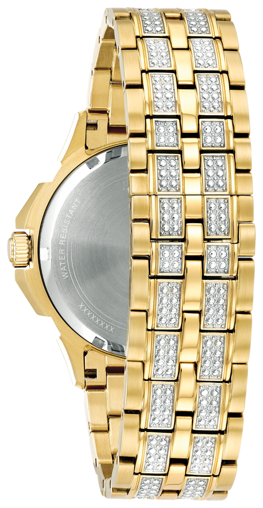  Shop Authentic Bulova Crystal Collection Octova White Dial Gold Steel Strap Watch for Men - 98C126 - Luxxuri