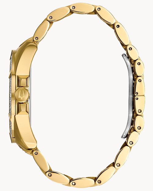  Shop Authentic Bulova Crystal Collection Blue Dial Gold Steel Strap Watch for Men - 98C128 - Luxxuri