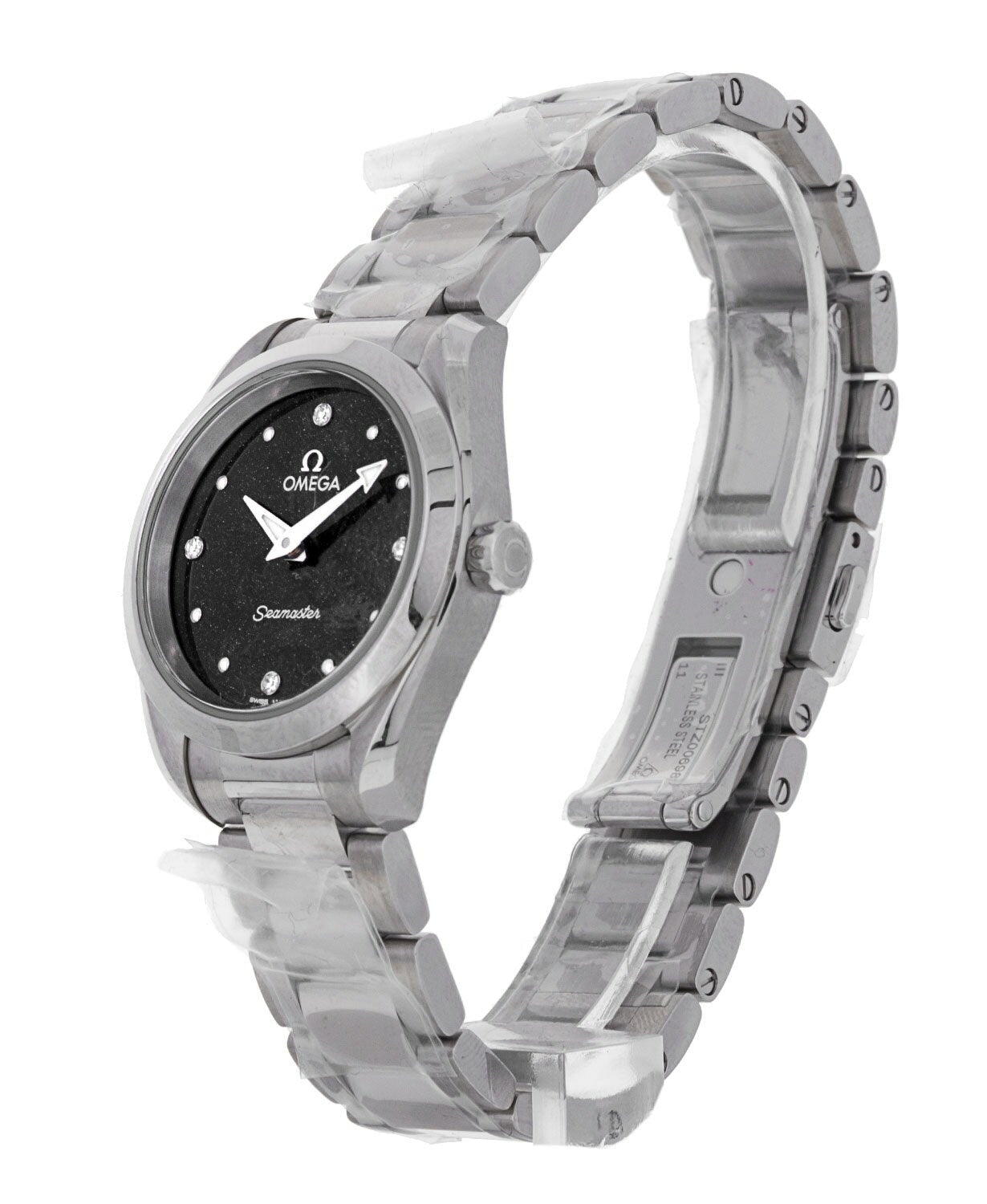 Omega Seamaster Aqua Terra Quartz Diamond Black Dial Silver Steel Strap Watch for Women - 220.10.28.60.51.001