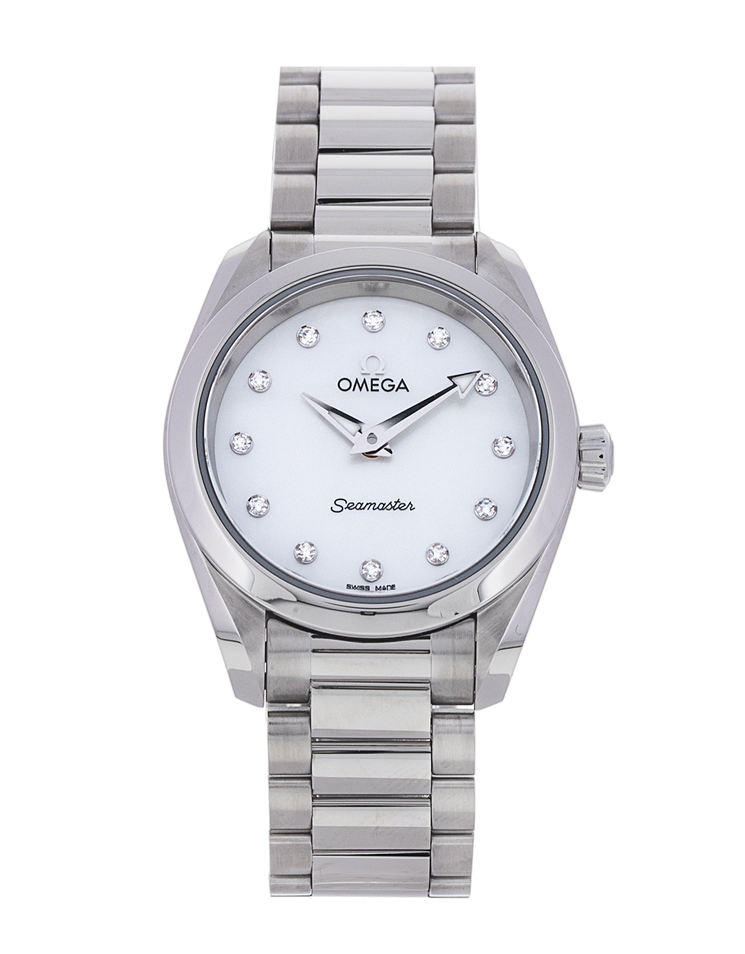  Shop Authentic Omega Seamaster Aqua Terra Quartz Diamonds Mother of Pearl Dial Silver Steel Strap Watch for Women - 220.10.28.60.55.001 - Luxxuri