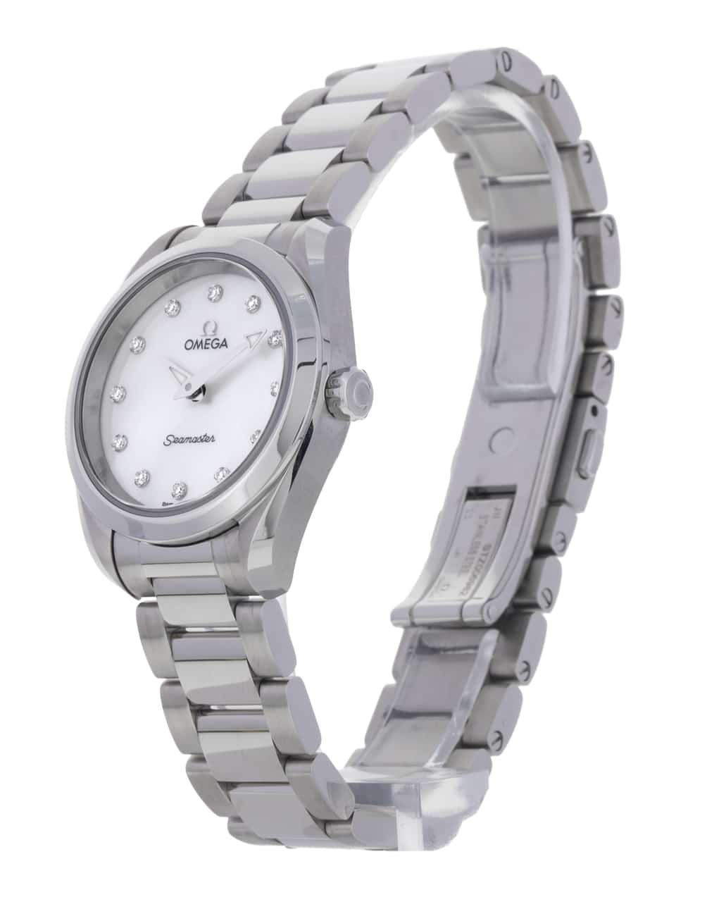  Shop Authentic Omega Seamaster Aqua Terra Quartz Diamonds Mother of Pearl Dial Silver Steel Strap Watch for Women - 220.10.28.60.55.001 - Luxxuri
